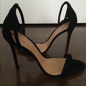 Schutz black suede heeled sandals size 11